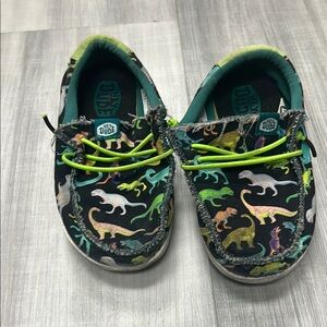 Hey Dude Kids Dinosaur Print Shoes - Black and Green